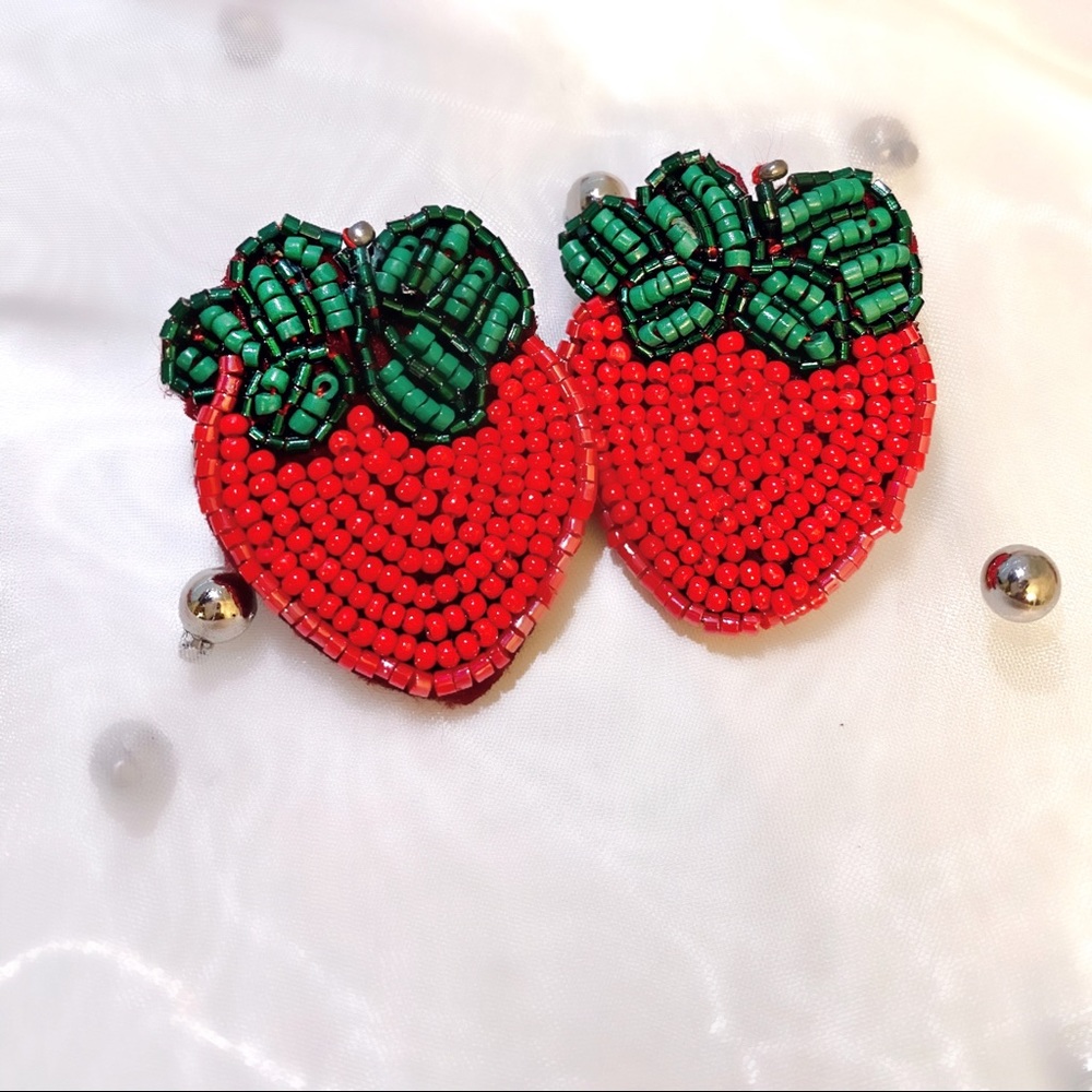 Strawberry Beaded Earrings